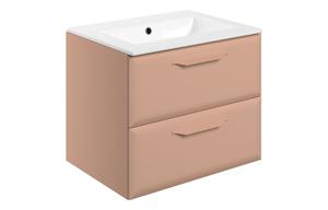 Stafford 615mm Wall Hung 2 Drawer Basin Unit w/1TH Basin - Matt Apricot